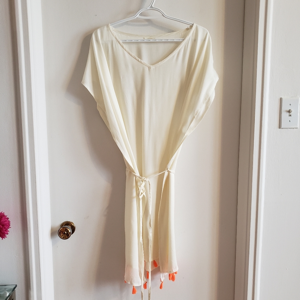 Institut Esthederm Paris Beach Wrap Cream Coral Toggles Boho Hippie 100%Viscose